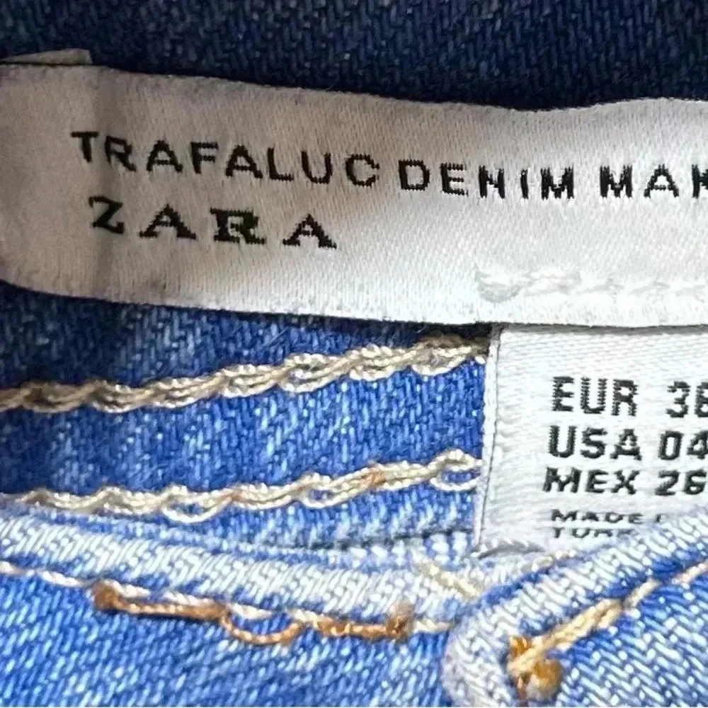 Zara Trafaluc Distressed Blue Denim‎ Jeans Size 4